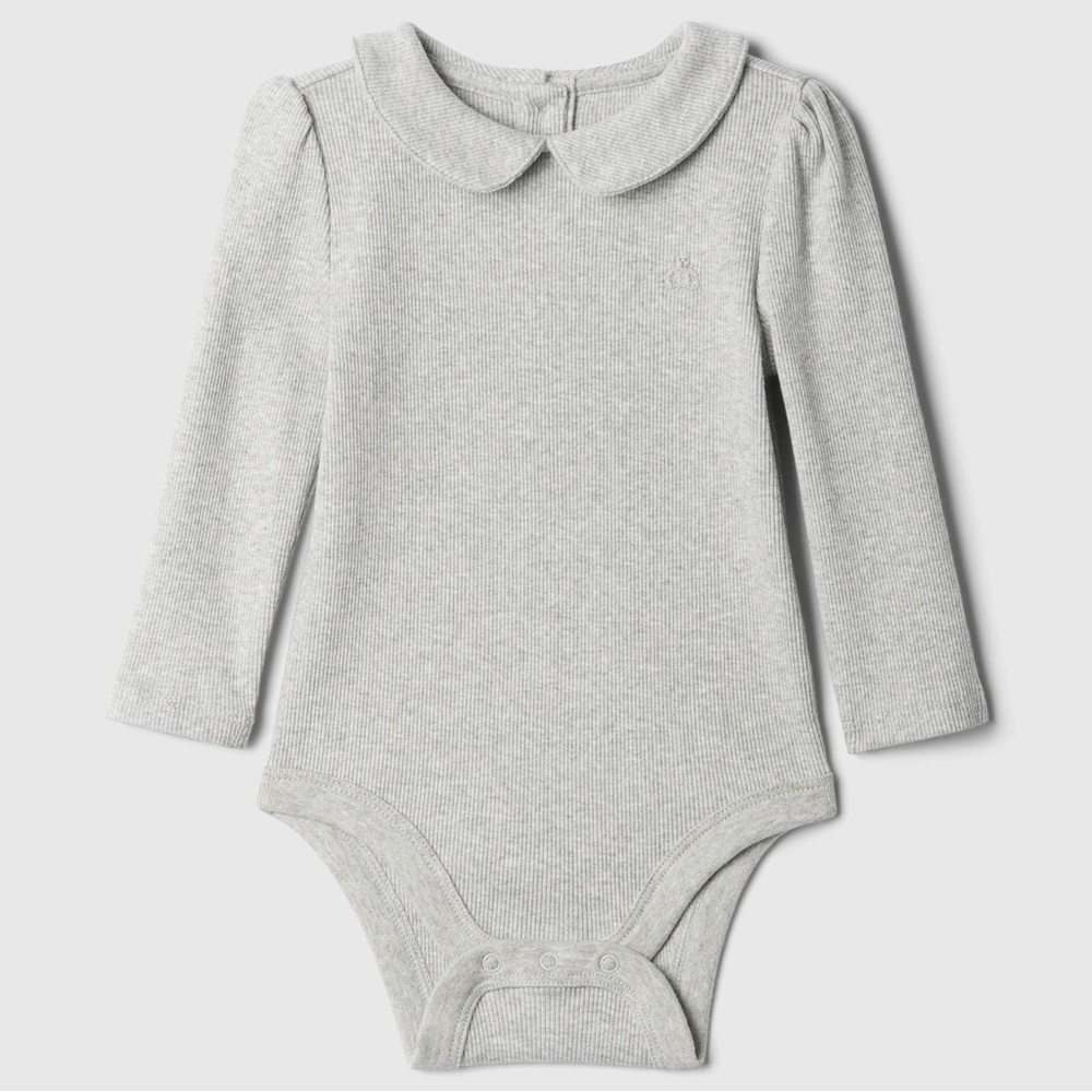 Baby Gap Gray Ribbed Long Sleeve Bodysuit